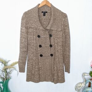 Style & Co Brown/Tan Button Front Cardigan Med